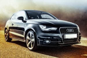 Black Audi hatchback car parked