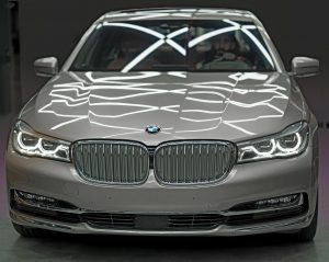 Front view of a silver BMW 